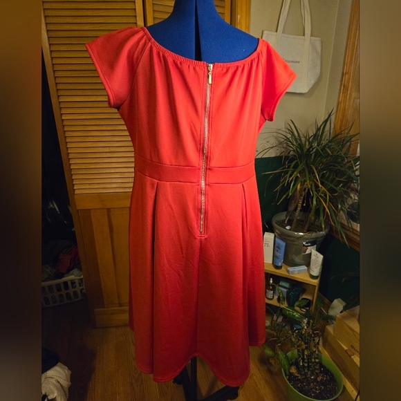 Red Cocktail Midi Dress With Zip Back - Picture 6 of 6